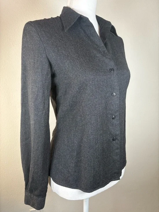 miu miu charcoal wool tailored button up blouse italy - Picture 3 of 15